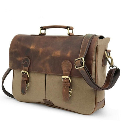 Canvas Hunter Braune Leder Laptop Tasche