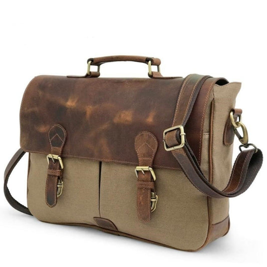 Canvas Hunter Braune Leder Laptop Tasche