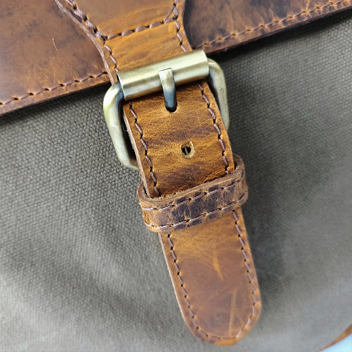 Canvas Hunter Braune Leder Laptop Tasche