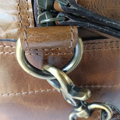 Glänzende Hunter Leder Damen Mini Reisetasche