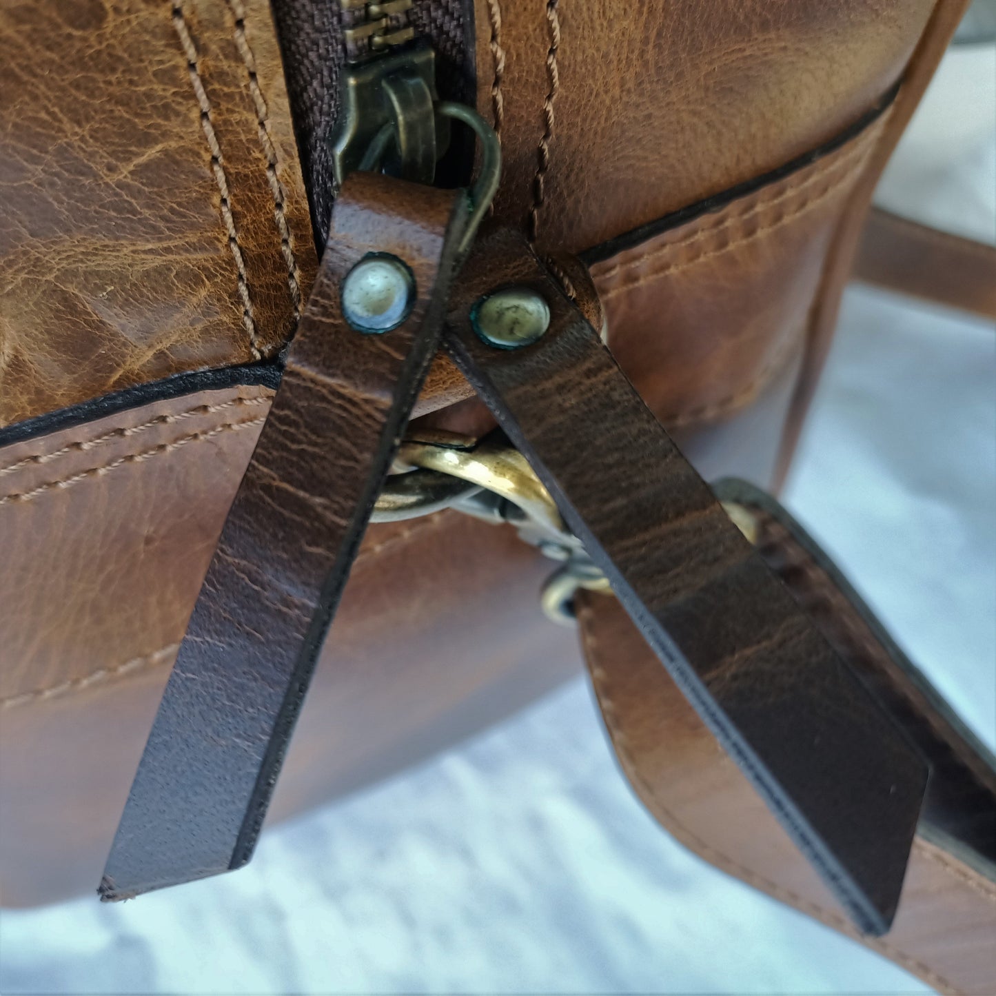 Glänzende Hunter Leder Damen Mini Reisetasche