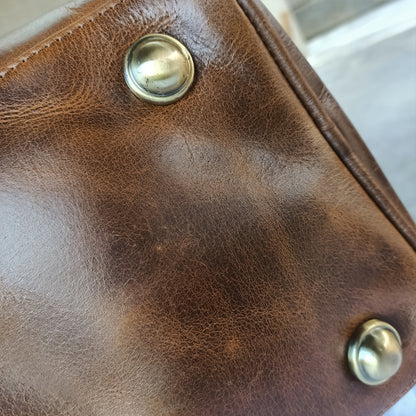 Glänzende Hunter Leder Damen Mini Reisetasche