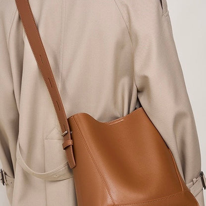 Echte Leder Crossbody- & Schulter-Übergröße Eimer Tasche