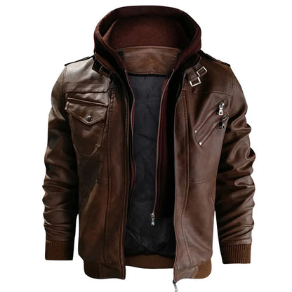 Jacob - Herren Lederjacke mit Kapuze