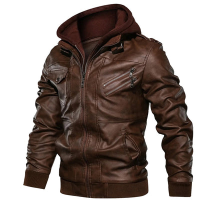 Jacob - Herren Lederjacke mit Kapuze
