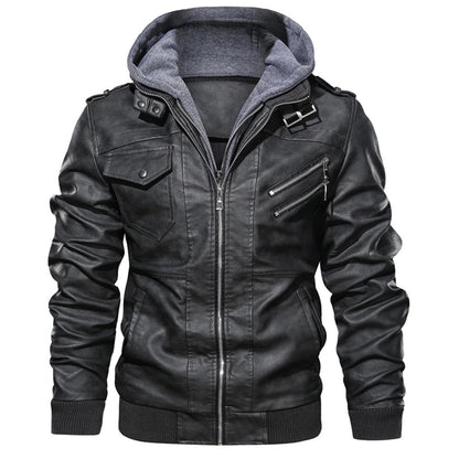 Jacob - Herren Lederjacke mit Kapuze