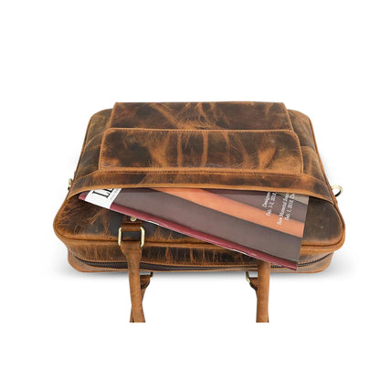 Jäger Braun Leder Laptop Tasche