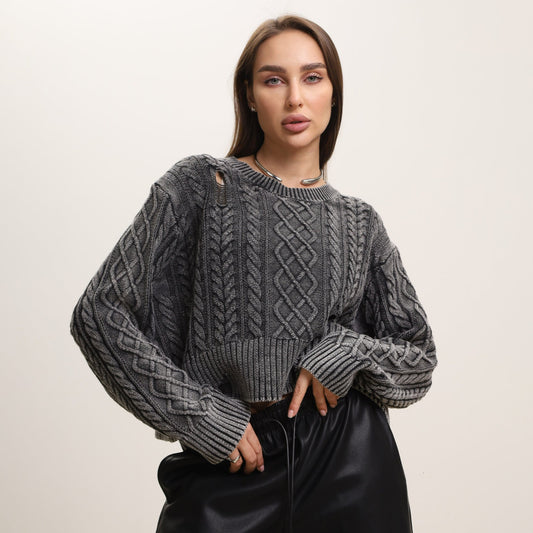 Monelle™ | Kurzer Strickpullover mit Ripped-Details