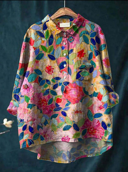 LALUNA® KLASSISCHE BLUSE MIT BLUMENMUSTER
