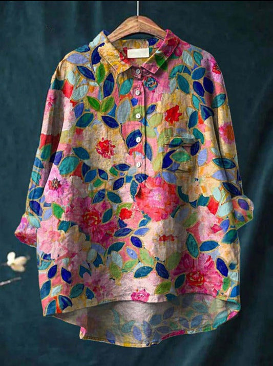 LALUNA® KLASSISCHE BLUSE MIT BLUMENMUSTER