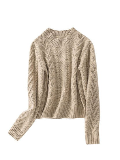 Vivienne Bequeme-Pullover mit Zopfmuster und Rundhalsausschnitt