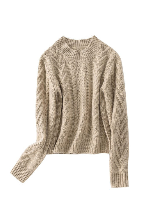 Vivienne Bequeme-Pullover mit Zopfmuster und Rundhalsausschnitt