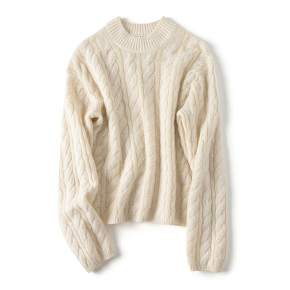 Isolde Bequeme-Pullover mit Zopfmuster