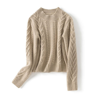 Vivienne Bequeme-Pullover mit Zopfmuster und Rundhalsausschnitt