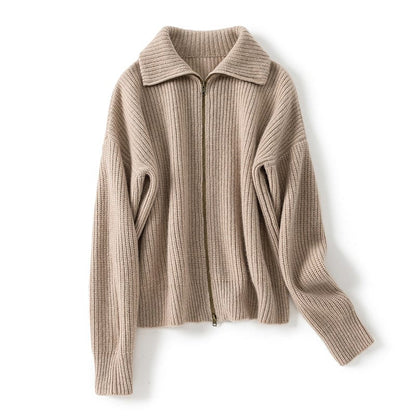 Camille Bequeme-Strickjacke mit Reißverschluss