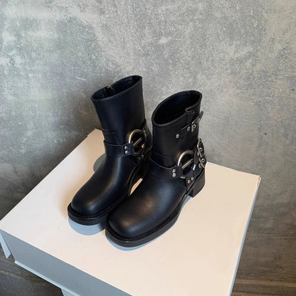 POTENCIANA™ – Klassische Motorrad-Stiefeletten mit Schnalle