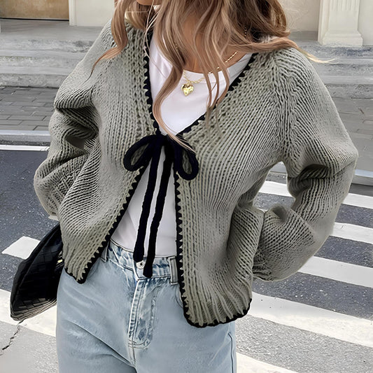 ALULAH™ - Schicker Langarm-Cardigan mit offener Front und Schleifendetail