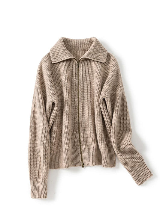 Camille Bequeme-Strickjacke mit Reißverschluss