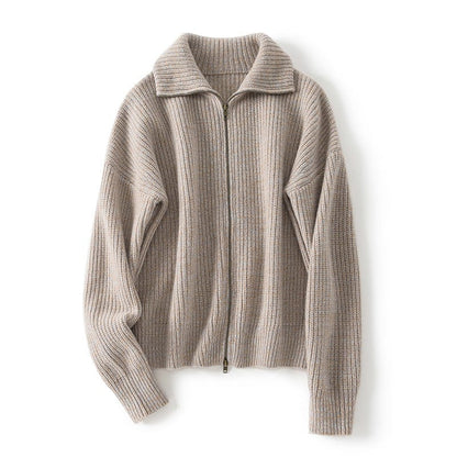 Camille Bequeme-Strickjacke mit Reißverschluss