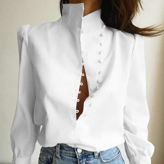FADI™ - Elegante Langärmlige Bluse Mit Knopfleiste