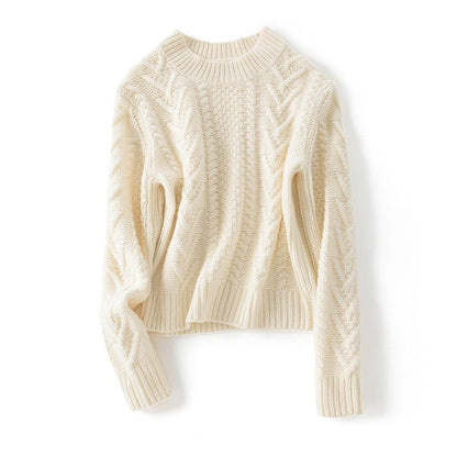 Vivienne Bequeme-Pullover mit Zopfmuster und Rundhalsausschnitt
