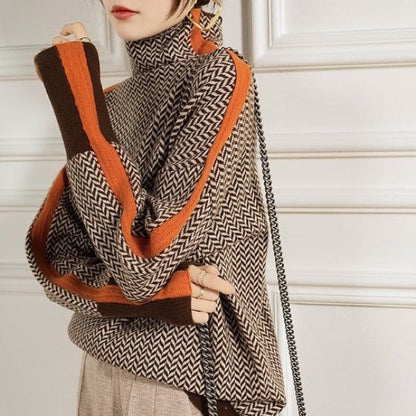 Malou™ – Auffälliger Gestreifter Rollkragenpullover