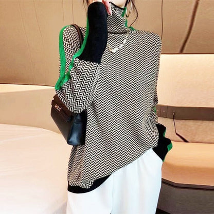 Malou™ – Auffälliger Gestreifter Rollkragenpullover