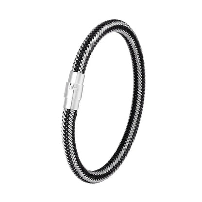 IronCore Wire Cuff Bracelet – Punk-Inspired Simple Style in Non-Fading Stainless Steel Cable, Classic and Durable Design for Men