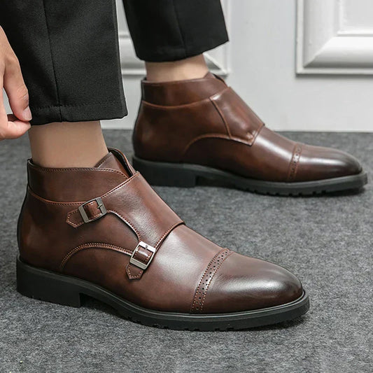 Parker | Kunstleder-Stiefeletten mit Doppel-Mönchsverschluss