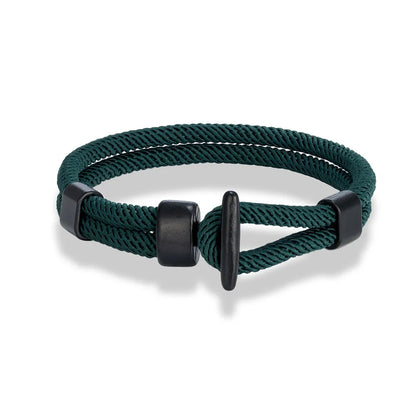 Aegis Hook Rope Bracelet – Double Strand Nautical Survival Style with Brushed Black Easy Hook, Minimalist Design for Men