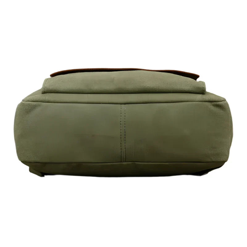 Echter Leder- und Canvas-Rucksack | Vintage College Laptop-Rucksack