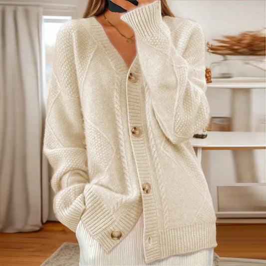 Lila | Kuscheliger Zopfmuster-Cardigan
