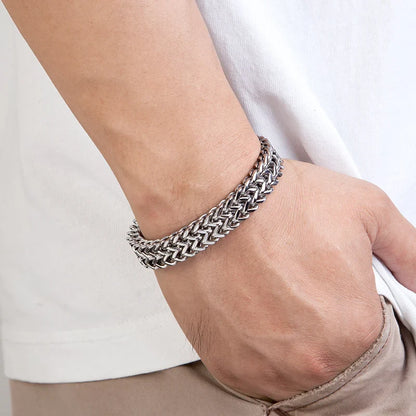 Gravitas Cuban Chain Bracelet – 12mm Wide Punk-Style Motorcycle Accessory in Stainless Steel, Bold and Durable Design for Men