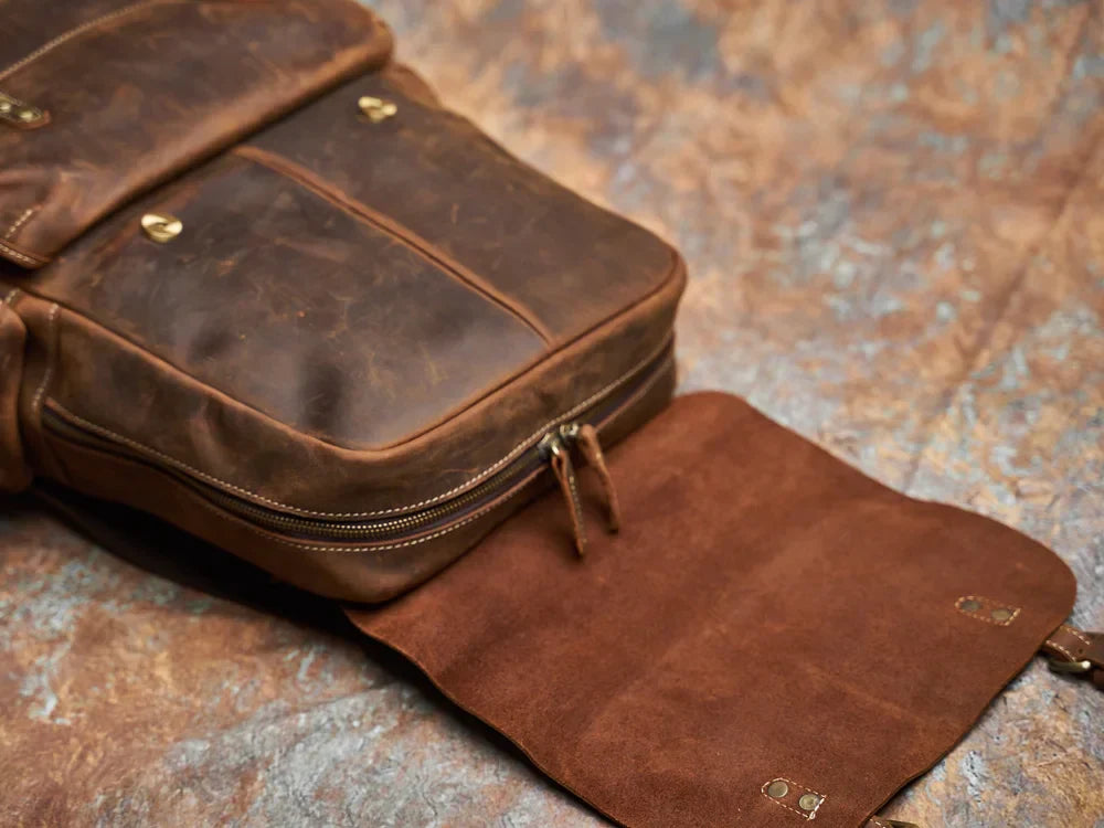 Robuster Echtleder-Reiserucksack | Brauner großer Tagesrucksack