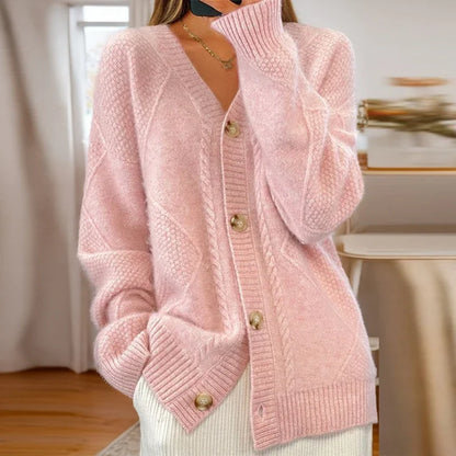 Lila | Kuscheliger Zopfmuster-Cardigan
