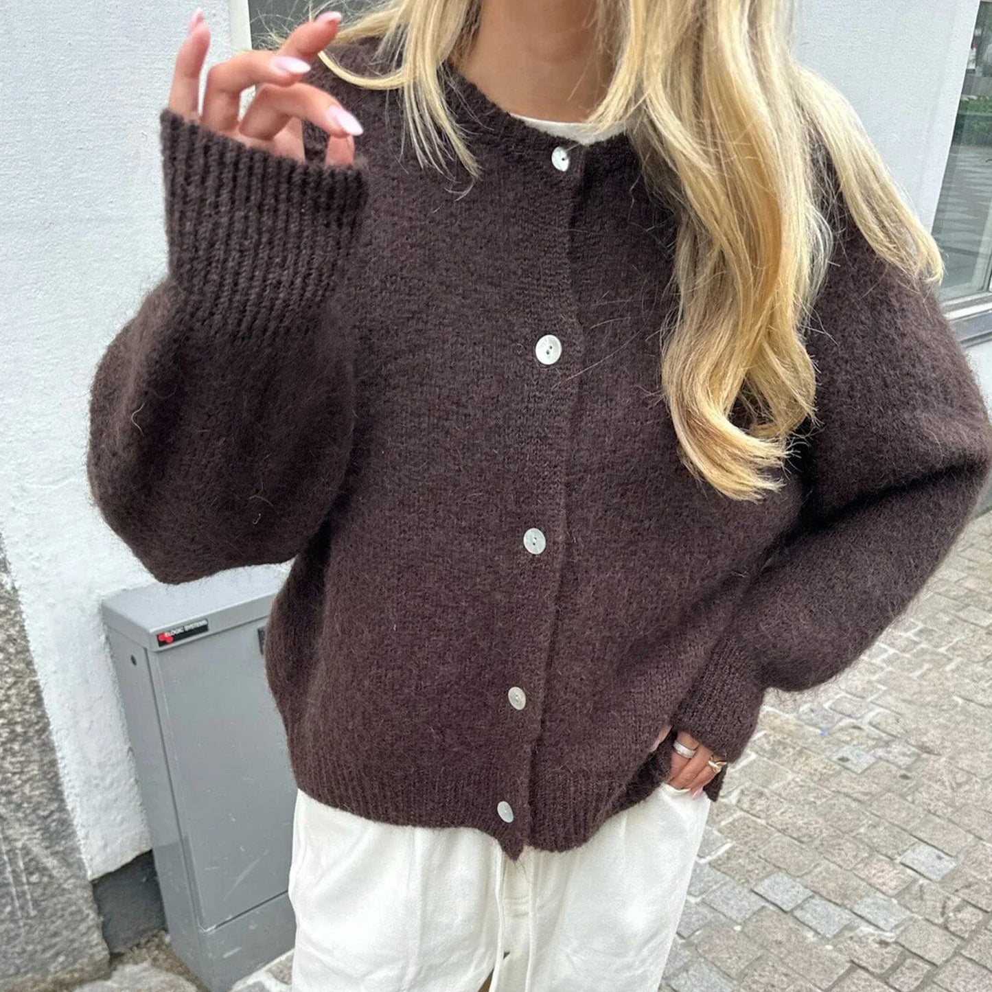 Amadea | Flauschiger Strick-Cardigan mit Knöpfen für Damen