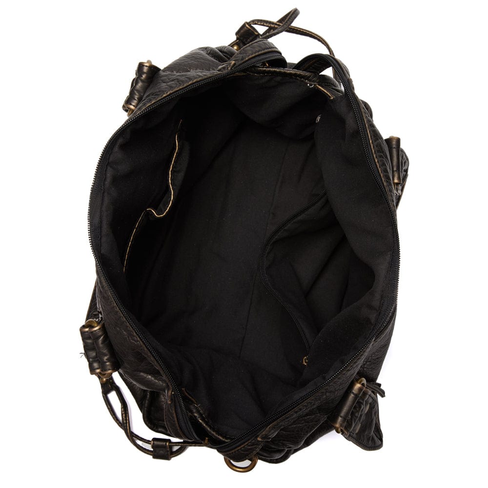 Elegante vintage schwarze Lederhandtasche
