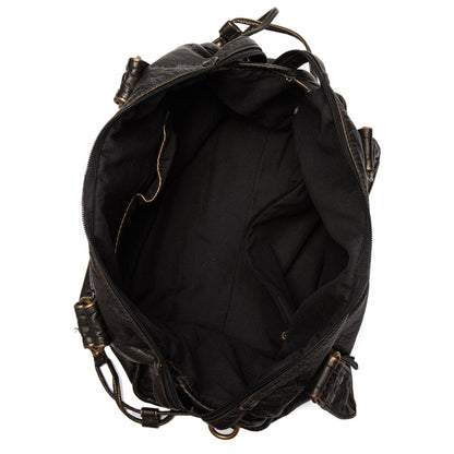 Elegante vintage schwarze Lederhandtasche
