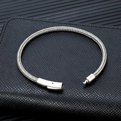IronCore Wire Cuff Bracelet – Punk-Inspired Simple Style in Non-Fading Stainless Steel Cable, Classic and Durable Design for Men
