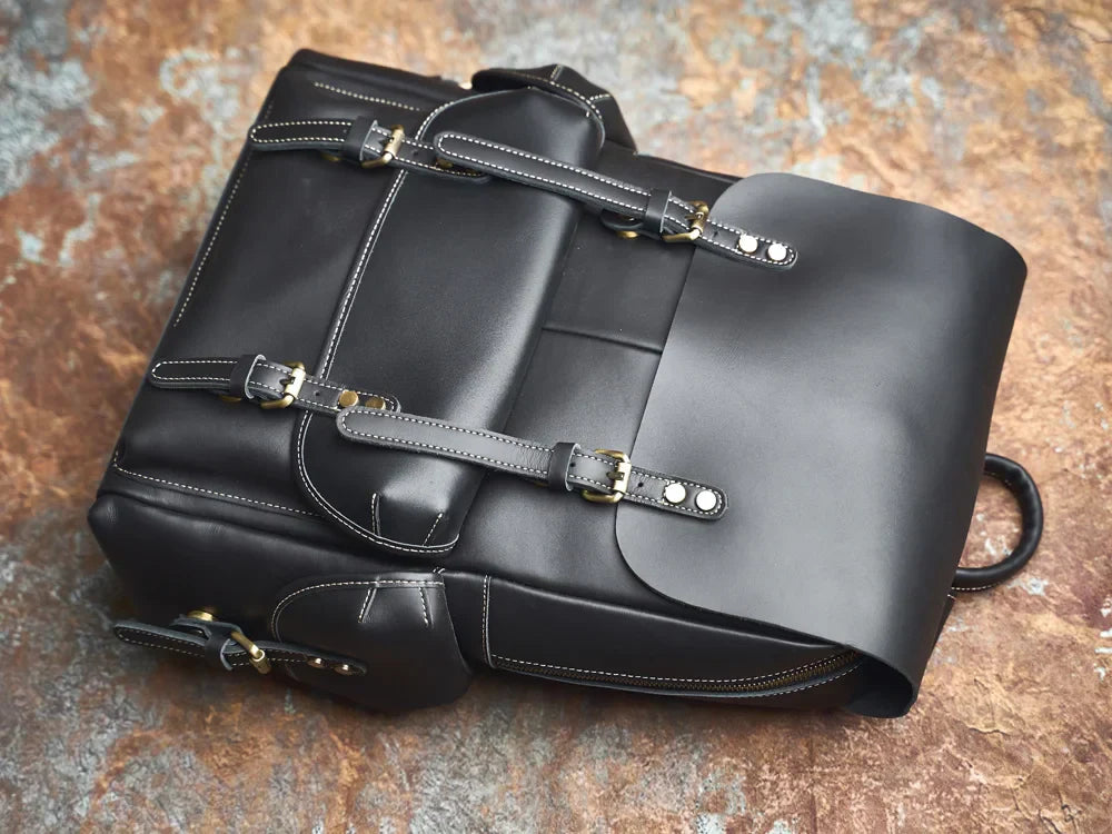 Robuster Echtleder-Reiserucksack | Brauner großer Tagesrucksack