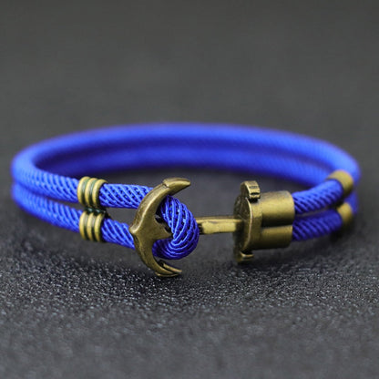Vintage Anker El Dorado Piratenarmband – Herrenarmband aus Bronze im Punk-Stil mit Überlebensseil