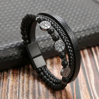 Gramado Klassisches Geflochtenes Lederarmband – Mehrlagiges Modeaccessoire für Herren