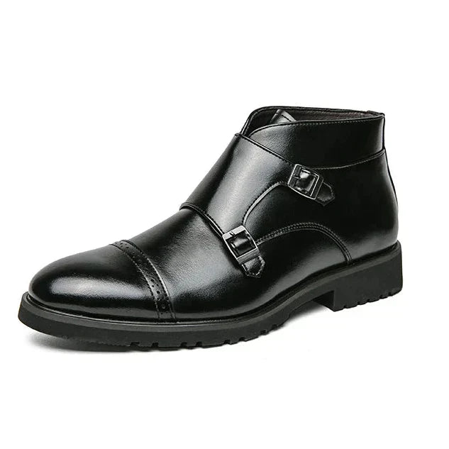 Parker | Kunstleder-Stiefeletten mit Doppel-Mönchsverschluss