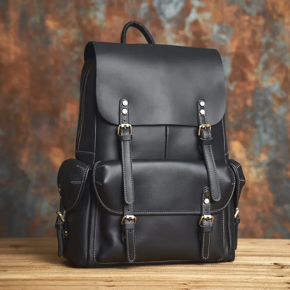 Robuster Echtleder-Reiserucksack | Brauner großer Tagesrucksack