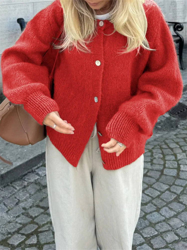 Amadea | Flauschiger Strick-Cardigan mit Knöpfen für Damen