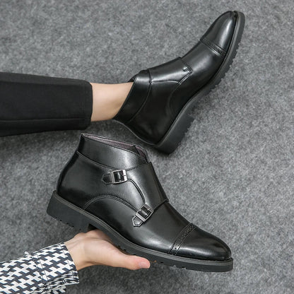 Parker | Kunstleder-Stiefeletten mit Doppel-Mönchsverschluss