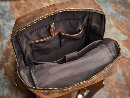 Robuster Echtleder-Reiserucksack | Brauner großer Tagesrucksack