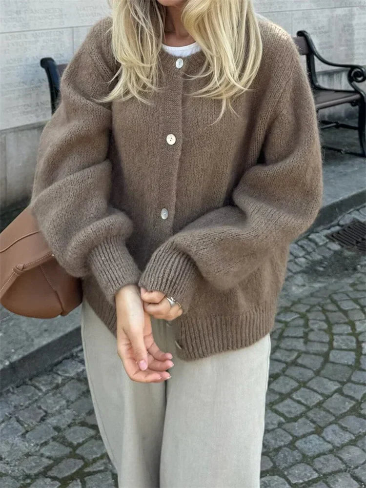 Amadea | Flauschiger Strick-Cardigan mit Knöpfen für Damen