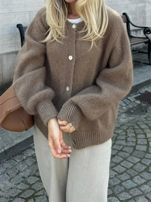 Amadea | Flauschiger Strick-Cardigan mit Knöpfen für Damen