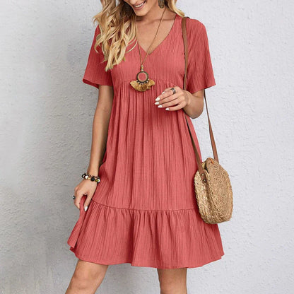 Audrey - Trendy Boho Rüschensaum Mini Kleid